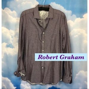 ‼️ SOLD ‼️ Robert Graham Mens Shirt Purple Contrast 17.5